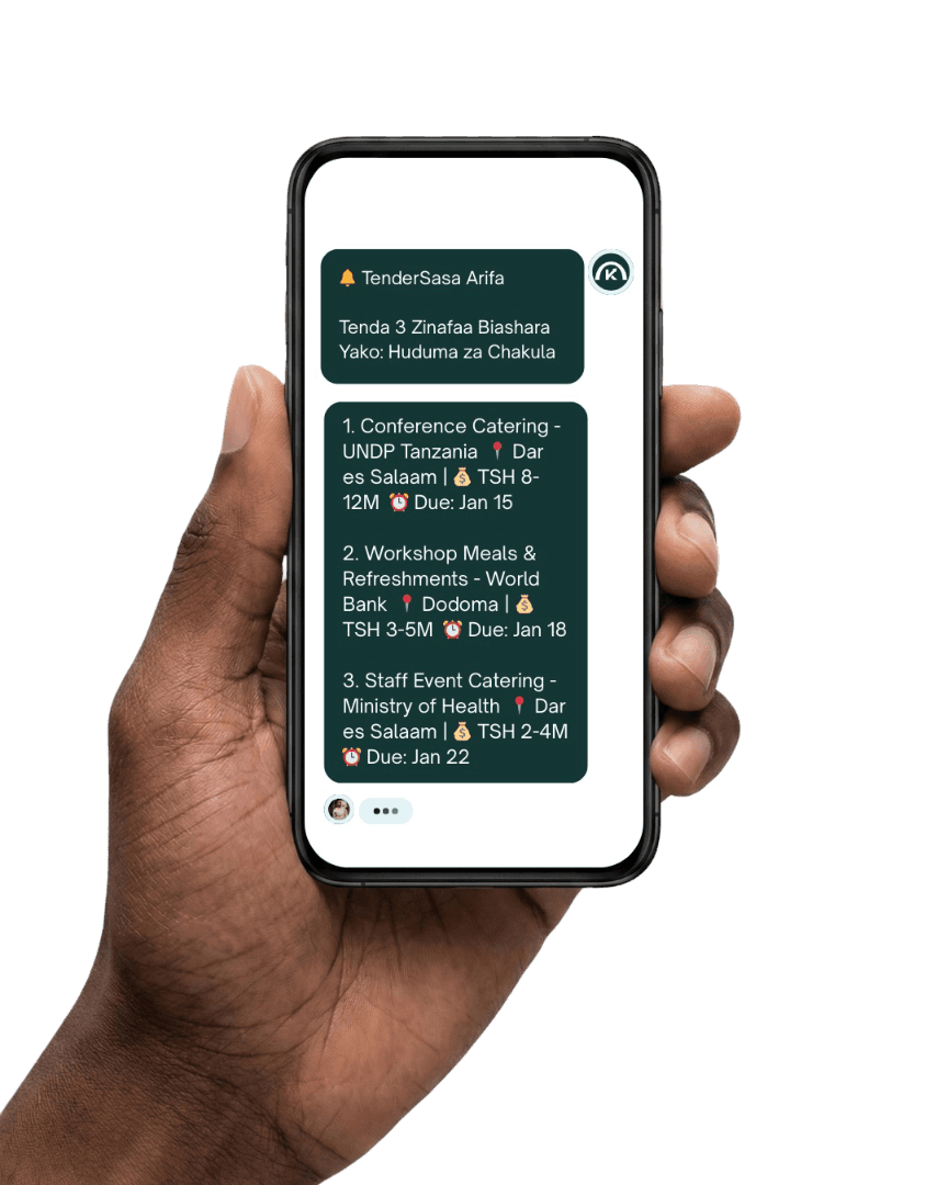 Mfano wa arifa ya tenda kwenye WhatsApp